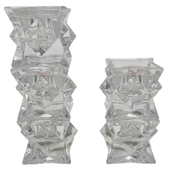 Crystal Candle Holders Stackable Lot of 5 Star Shape 2" Taper Vintage 80s - Picture 6 of 7